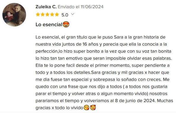 Comentarios y Reseñas de los Novios