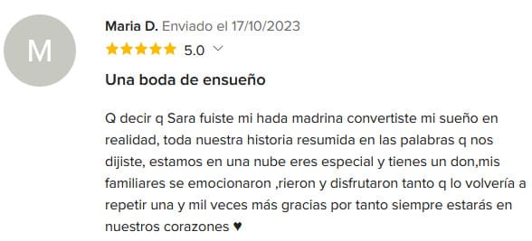 Comentarios y Reseñas de los Novios